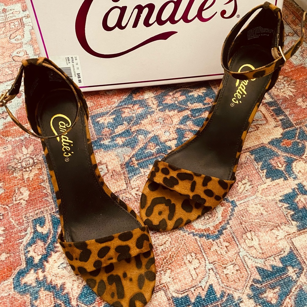 CANDIES CHEETAH HEELS WORN ONCE